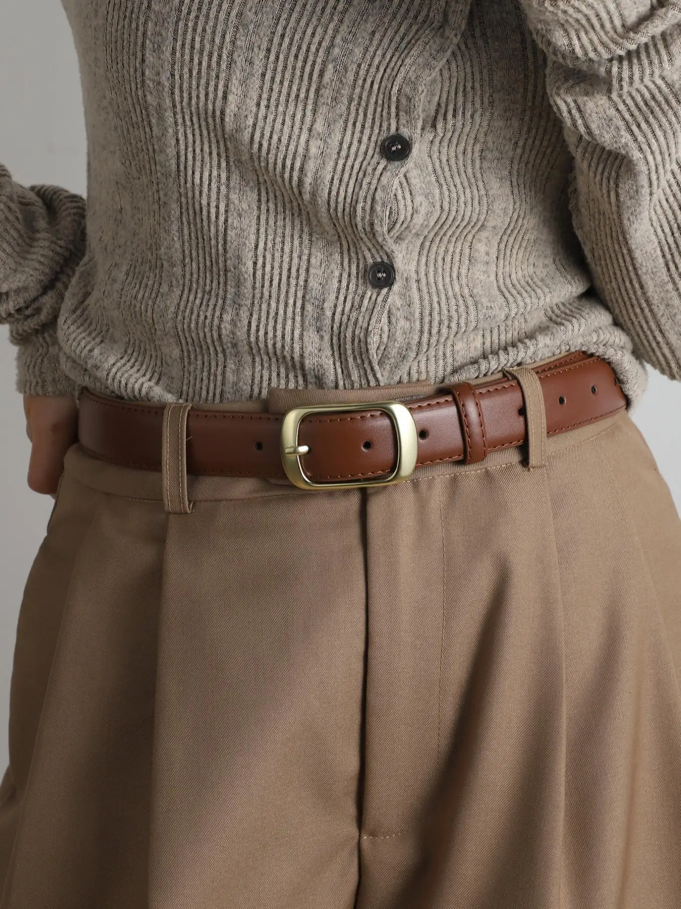 Women's Summer Fashion PU Leather Buckle Belt, Casual Streetwear Brown Waistband for Jeans Trousers, Classic Versatile Belt for Commuting, Daily Wear,