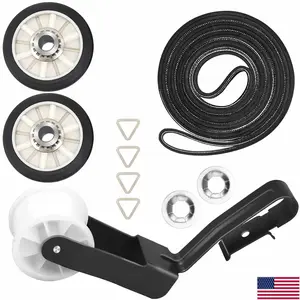 4392065 Universal Household Dryer Repair Kit, 92-1/4" 4-Rib Belt, 2x Wear-Resistant Support Rollers (349241T), 691366 Idler Pulley - Heavy-Duty, Heat-Resistant Set for Stable Belt Tension in Home & Apartment Dryers