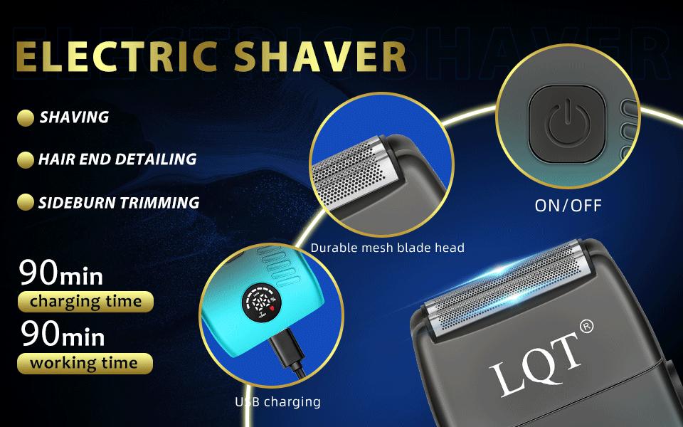 LQT Men's Cordless Hair Clipper & Beard Trimmer Kit, Rechargeable with LED, Complete Barber Tools for Home & Salon Grooming