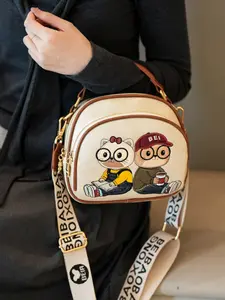 Fashion Cartoon Print Handbag, Versatile Lightweight Chic Crossbody Bag, Casual Cute Small Round Purse, Cute Shoulder Bags, Perfect for Everyday Use