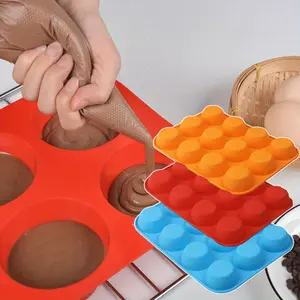 Set of 3 Silicone Muffin Pan Cupcake Pan 12-cavity Food Grade Egg Muffin Baking Silicone Molds Non Stick