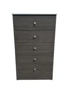 ✨ Modern 5-Drawer Chest - Sleek Charcoal Wood Finish