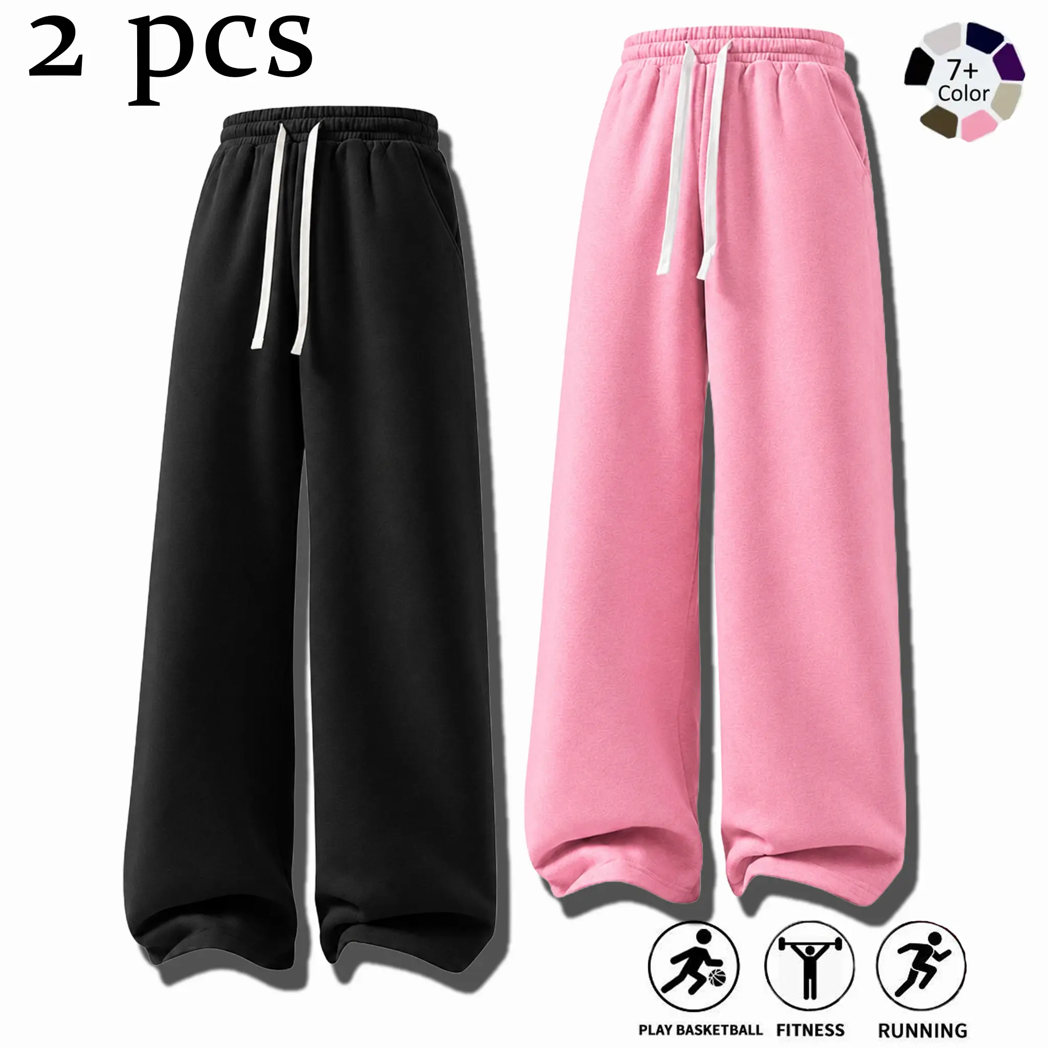 Men's 2-Piece Solid Colors Casual Sweatpants Set - Drawstring Minimalist Loose-Fit Athleisure Top & Bottoms, Autumn Winter Gym Loungewear, Normal Type, Hand Wash Only