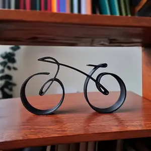 1 Modern Black Abstract Metal Bicycle Sculpture - Chic Iron Bike Decor Piece for Home & Office - For Living Room, Bedroom, Study, and Bathroom Display - Perfect for Art Lovers & Interior Decor Enthusiasts - Unique Gift for Housewarming & Bi