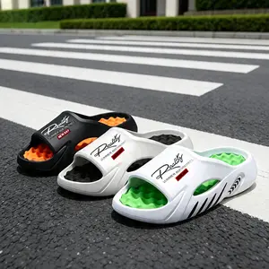 Casual Black Summer Slide Slippers for Men, Simple Design Comfortable Home Slippers, Non-slip Soft Lightweight Slipper for Indoor & Outdoor Wear, Walking Shoes, Footwear, Beach Shoes Slippers