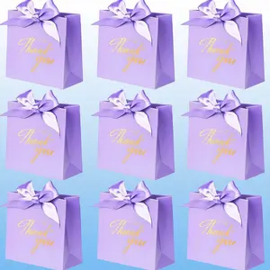 24Pack Thank You Gift Bags, Favor Small Treat Boxes with Bow Ribbon, Paper Bags Bulk for Wedding Baby Shower Business Party Supplies