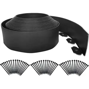 Landscape Edging 33FT,Garden Edging Borders [Extra Tall 4IN High] Flexible Lawn Edging Kit with Total 50 count Stakes,Plastic Fence Edge DIY for Yard,Tree,Flowerbeds,Landscaping,Grass -Black