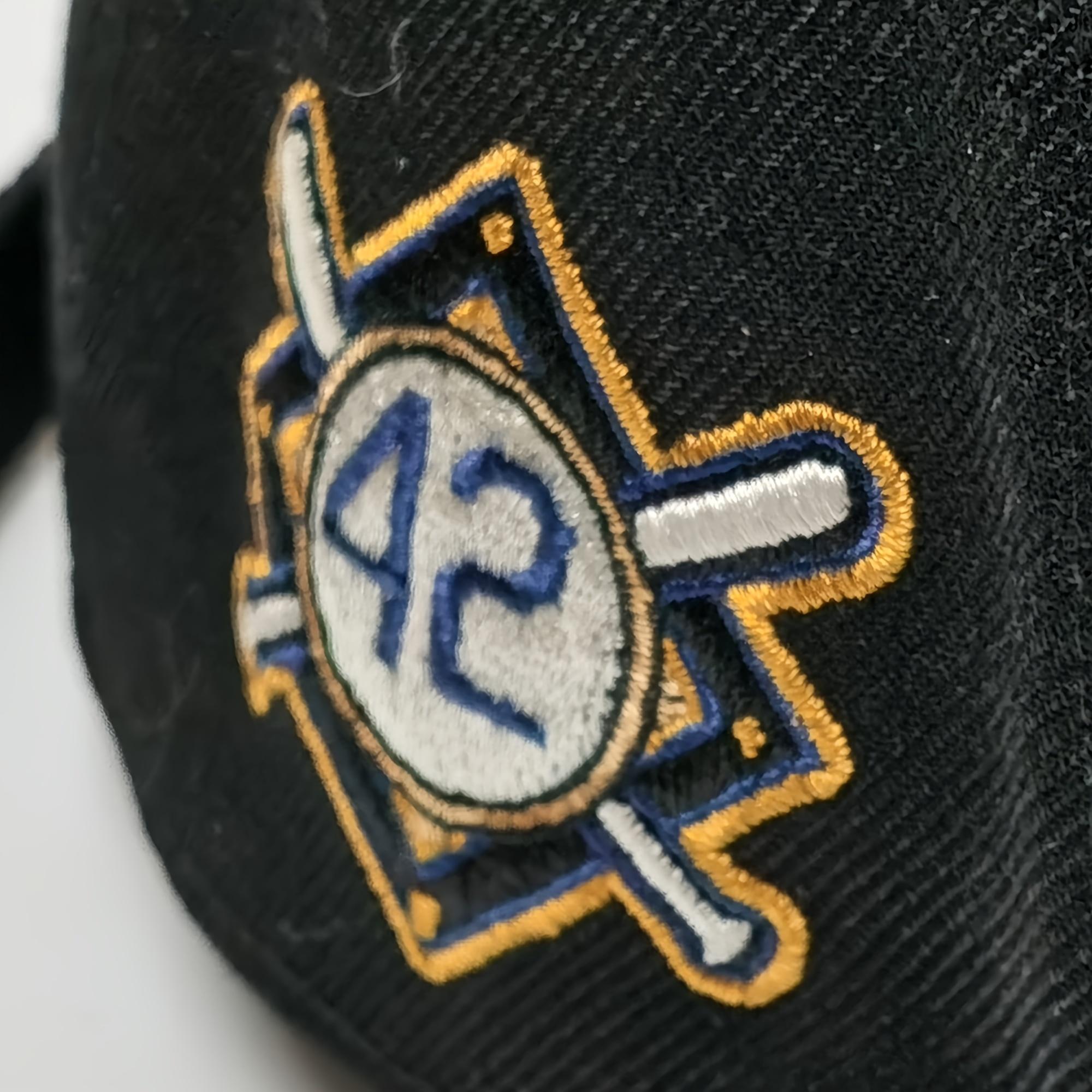 50th Patch #42 Robinson Baseball Day Men's Baseball Cap Blue Black Adjustable Curved Brim Outdoor Sport Hat Dad Cap Snapback Fitted 100% Polyester 3D Embroidery