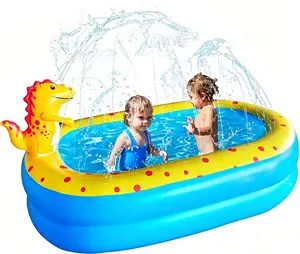 Inflatable Swimming Pool with Sprinkler for Kids, 67x41x32in Family Size, Perfect for Backyard Summer Outdoor Water Play