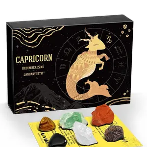 Capricorn Crystal Gift-Zodiac Sign Gemstones Set,6 Pcs Astrology Healing Crystal