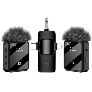 3 in 1 Wireless Lavalier Microphone for iPhone Android & Camera, Mini Clip-On Mic for Video Recording TikTok YouTube Interview, Noise Cancelling,18H Battery