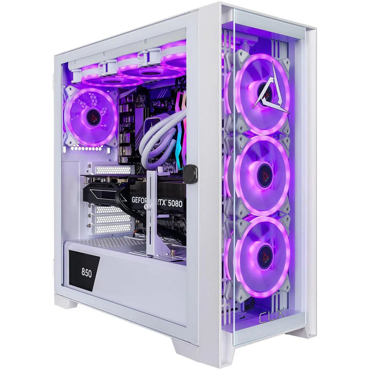 CLX SET Liquid Cooled Gaming Desktop Computer, AMD Ryzen 9 9900X 4.4GHz, 32GB RAM, 2TB SSD, NVIDIA GeForce RTX 5080 16GB, Windows 11 Home, White
