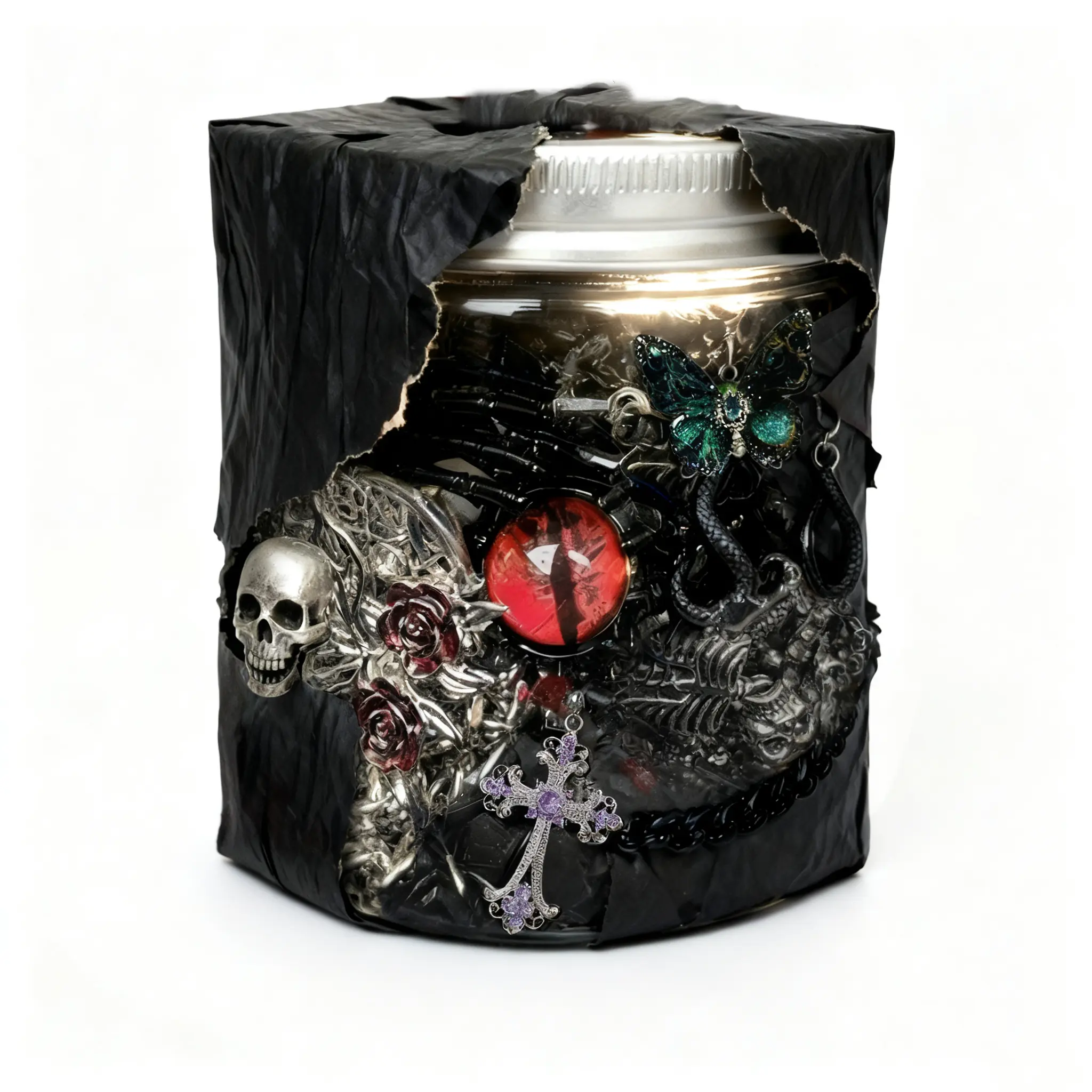 【No Gold】Jollyhit Light Goth Mystery Jewelry Jar – Costume Jewelry Rings, Necklaces, Earrings & Bracelets Set daily gift surprise gothic box SpringStatements , gifts for girlfriend
