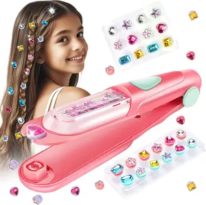 Hair Gem Stamper Kit for Girls – Sparkling Hair Styling Tool with Reusable Bling Jewels, Fun Birthday Gift for Ages 3–12