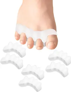 Golbylicc Soft Toe Spacers for Correct Feet Toes Alignment, 3 Pairs Gel Toe Separators Bunion Corrector for Children Kids Foot Pain Relief, Toe Straightener for Plantar Fasciitis (White)