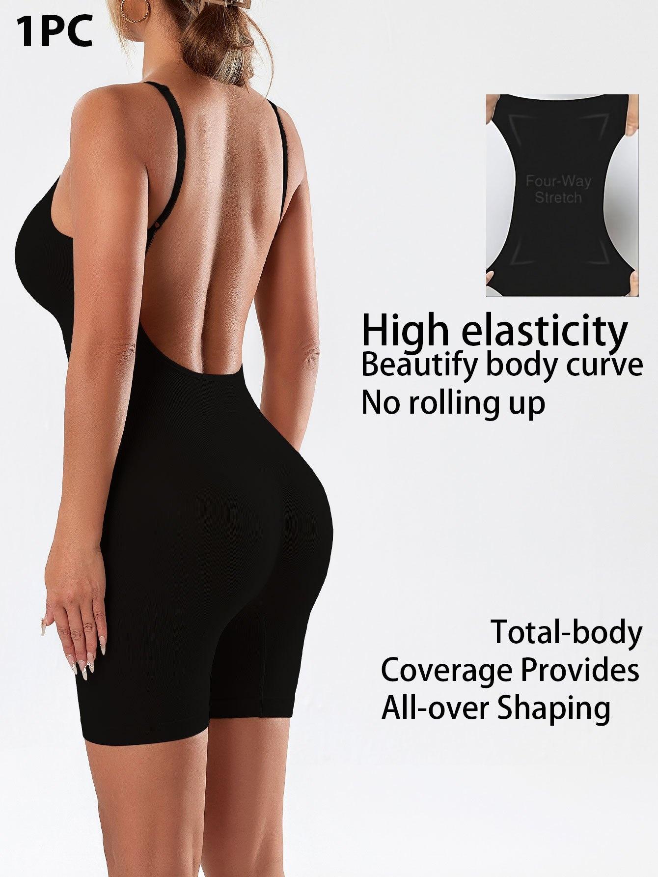A Women'S Adjustable Strap Bodysuit with a Large U-Back Design, Featuring a Seamless Full-Body Shaping Effect, Tummy Control, And a Focus on Enhancing The Hips And Back