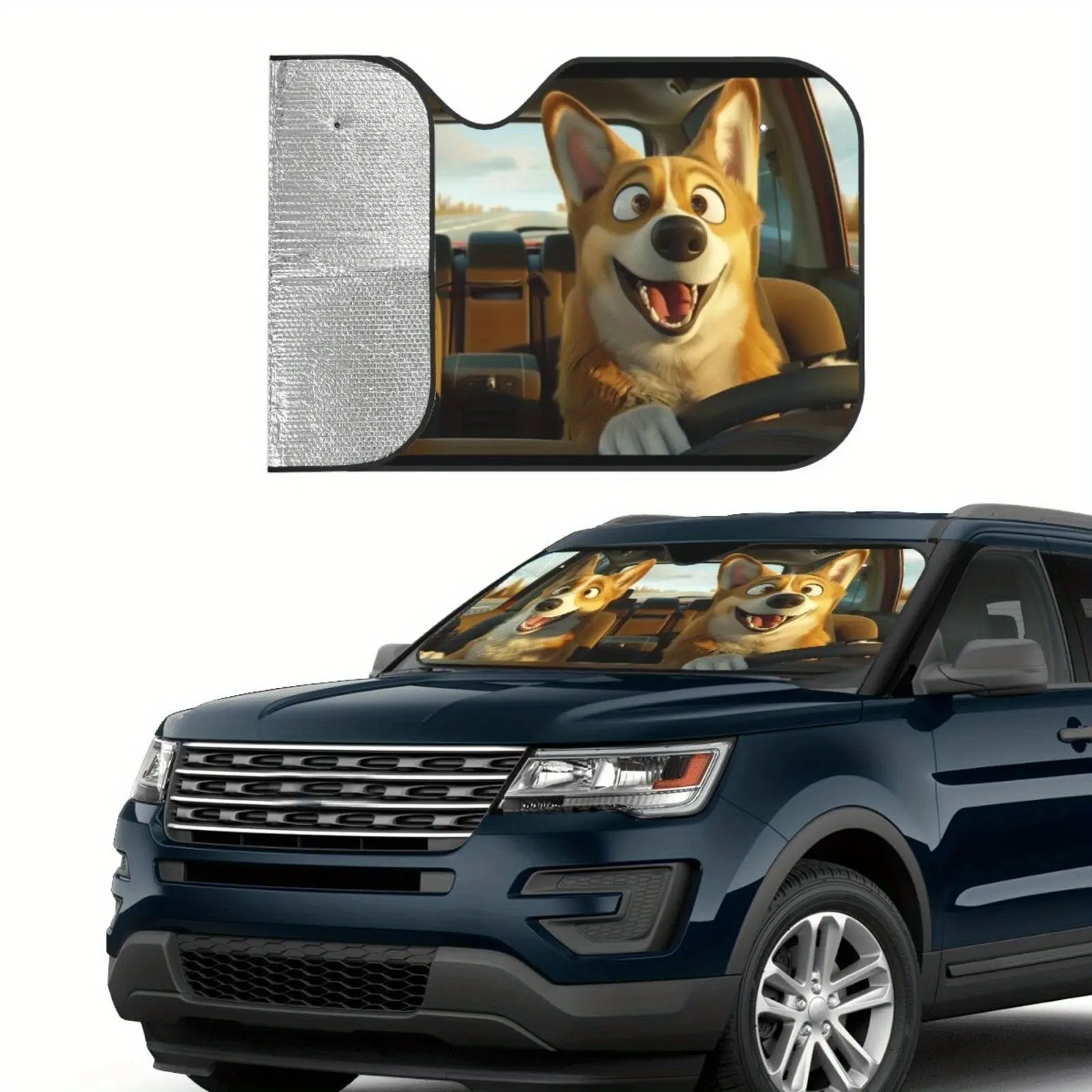 Car Front Windshield Sunshade, Cartoon Animal Alien Design, Universal Summer Car Interior Sun Protection Board, Heat Insulation Panel, Sunshade for Car Windshield, Car Sunshades for Windshield