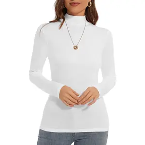 Mock Turtle Neck Long Sleeve Pullover High Neck Undershirt Slim Fit Basic Casual Tee Tops