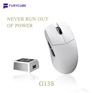 FURYCUBE G13S Wireless Mouse PAW3311 Sensor Dual-Battery Swap System Light-Weight 55g Tri-mode Productivity Endless Power Laptop Desktop Computer Knob Function Customize Keys Macro Setting Work/Gaming FPS Setup lightweight, office, Gift