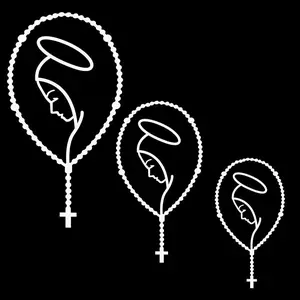 3 PCS Decal of Mary Rosary Praying Beads - 6 Inches, 4 Inchies, 3 Inches - Religious Holy Rosary Sticker Decal for Car Window Laptop Phone Cup