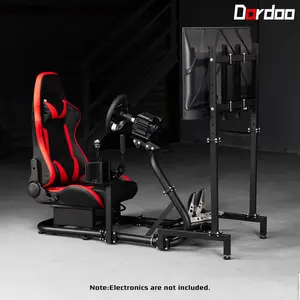 Dardoo Racing Simulator Cockpit With TV Stand & Red Seat Fit G923 G920 G29 GPRO .Not Include Wheel Handbrake Shifter and Pedals