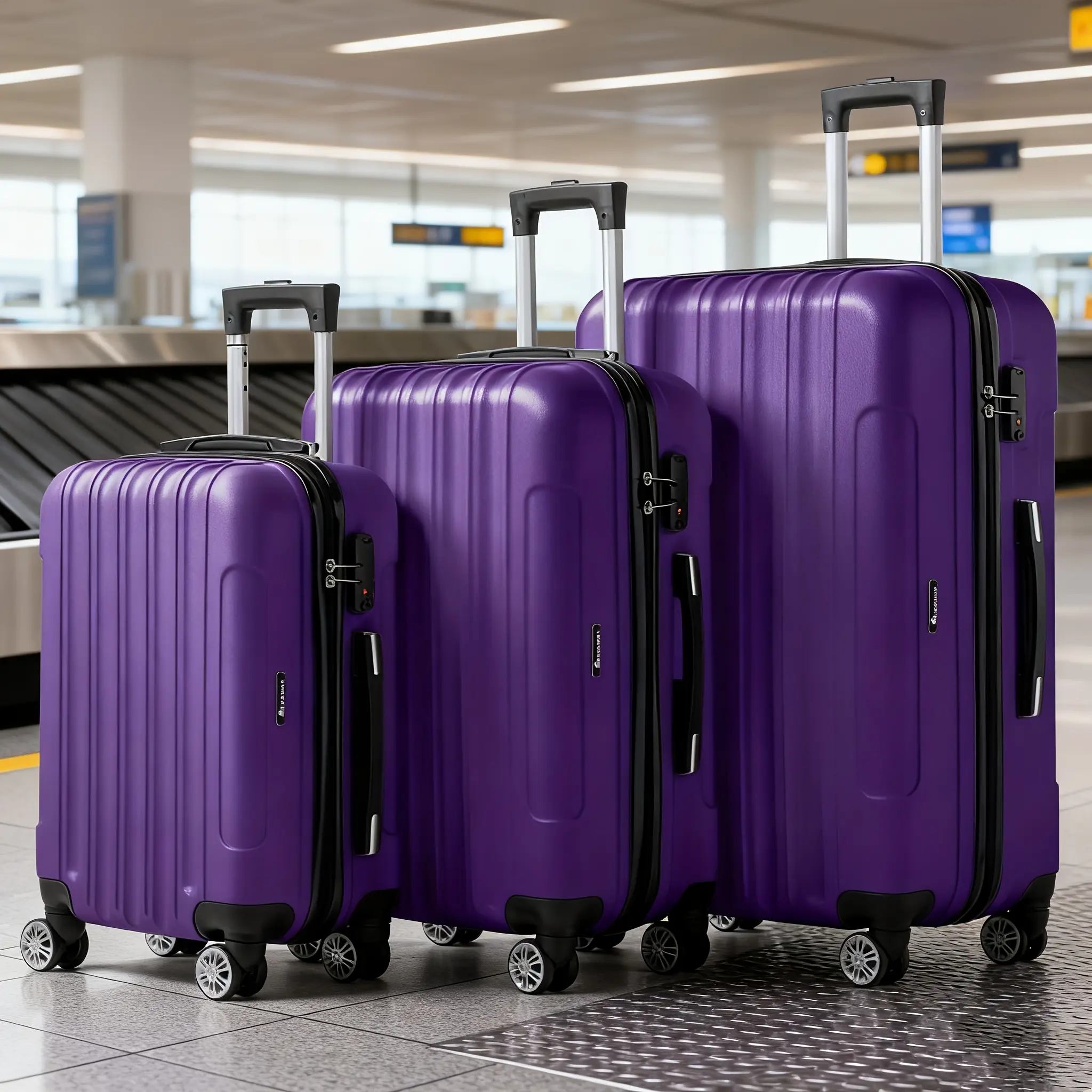 3pcs Luggage 20/ 24/ 28-Inch, Durable Hard Shell, 360 Spinner Wheels, Multifunctional Large Capacity, Lightweight Travel Suitcase
