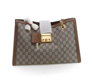 Pre-owned GUCCI Vintage Brown Padlock Shoulder Bag Large 34*14*23cm th36047010