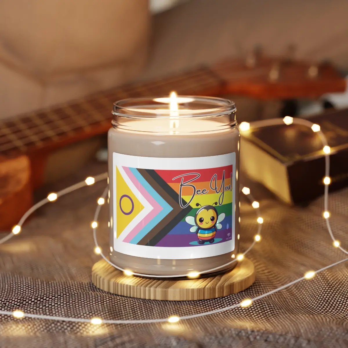 Illuminate Your Space with Our 'Bee You' LGBTQIA+2S Flag Candle! | Inspirational Gay Pride | Encouraging Pride Candle | Gift Idea