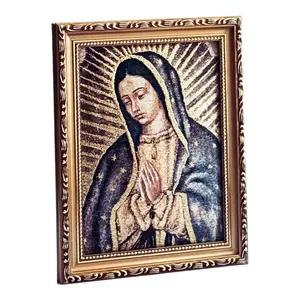 Virgen de Guadalupe 9"x11" CUADRO Half Body Picture Frame Cushioned Tela Texture Tapestry Acolchonado Brand New Religious Decor Cloth Our Lady of Guadalupe