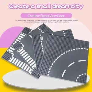 Classic Road Building Blocks Base Plate, Urban Landscape Traffic Road Character Building Toys, Plastic Board Building Toys, Creative Building Blocks Decoration, Stem Building Blocks, Building Block Model
