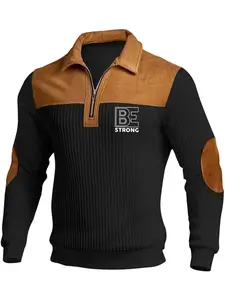 BE STRONG half-zipper turtleneck stitching Polo shirt