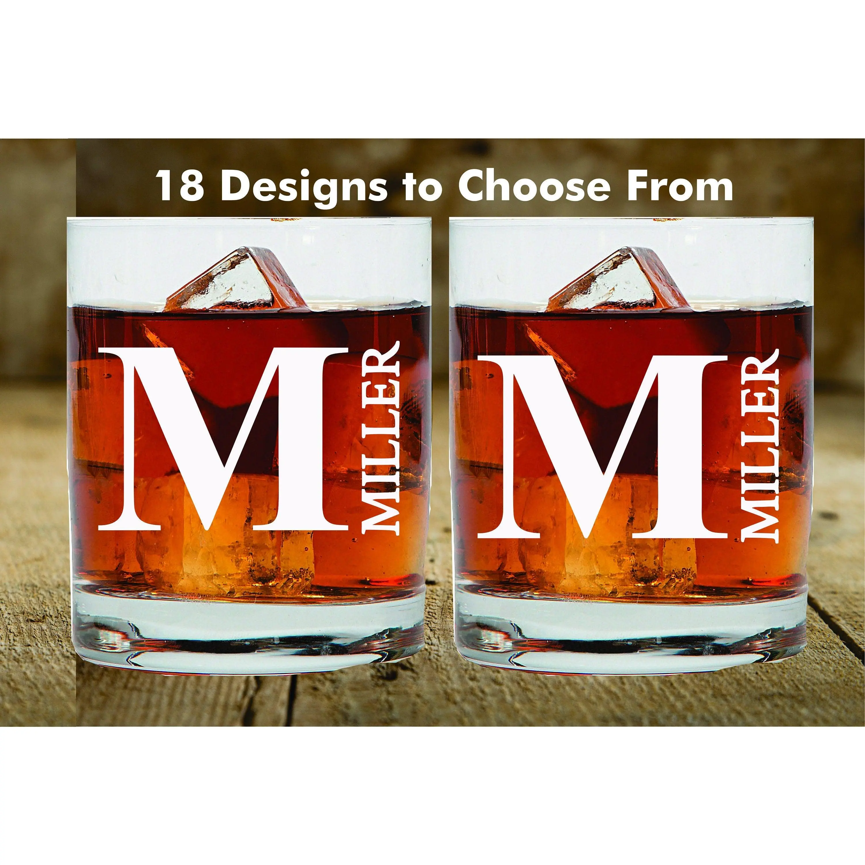 Custom Monogram 2pc Wedding Whiskey Glasses, Personalized Wedding Gift for Couples, 2 pc Set Whiskey Glass, Wedding Couples Scotch Glass,