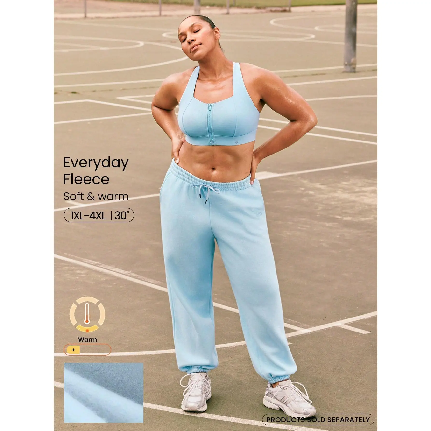 GLOWMODE Plus Size 30" Everyday Fleece Cozy Legs Soft Warm Side Pockets Adjustable Drawstring Waist Oversized Fit Elastic Cuffs Sweatpants Daily Casual Wear
