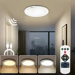 4000mAh rechargeable ceiling light with motion sensor and remote, magnetic wireless battery-powered LED lamp, 3 color temperatures, 10 brightness levels for closet, shower, hallway, pantry, and garage