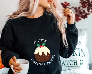 My Little Christmas Pudding Maternity Sweatshirt, Christmas Pregnant Sweatshirt, Mum to be Pregnancy Announcement Women Sweater, Funny Xmas Gift Jumper