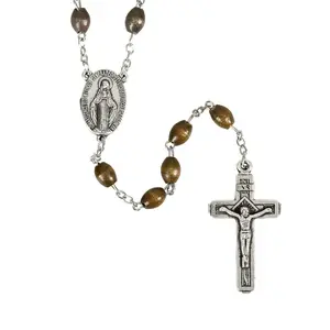 Wooden Brown Rosary, Handmade in Italy, Custom Piece