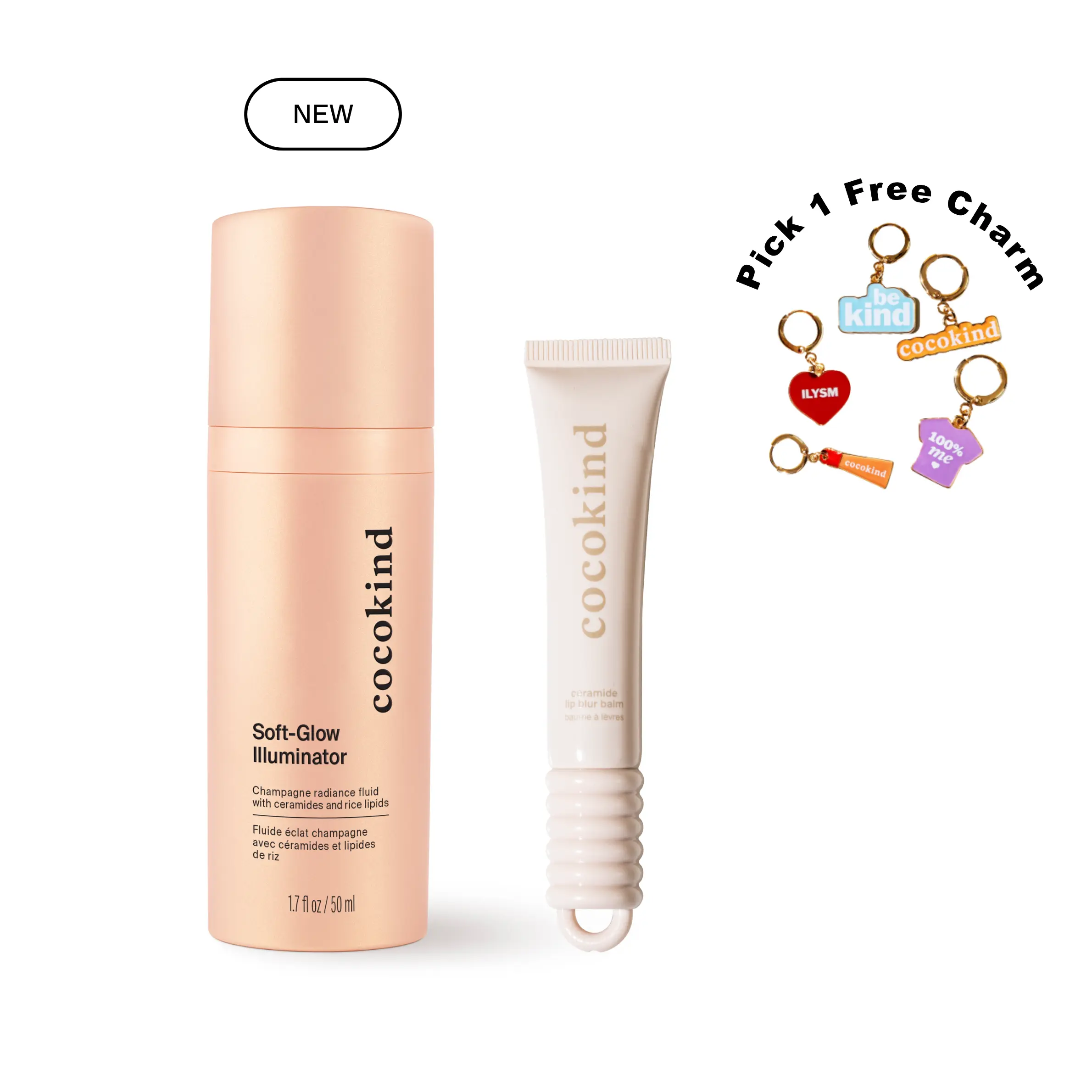 [cocokind]  Glow & Glossy Set | Soft-Glow Illuminator + Lip Balm + Free Charm | Radiant Glow + Hydrating