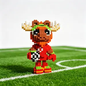 Viral TikTok Micro Building Blocks Toy - 3D Moose Mascot Mini Bricks Soccer Puzzle, Satisfying DIY Craft Project, 1000+ Pcs Sports Fan Room Decor Collectible Gift