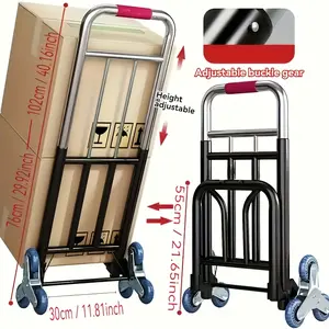 This Robust Folding Cart Features Adjustable Straps, Stair-Climbing Wheels, And a Portable Lifting Capability, Making It Ideal for Easy Transport of Groceries And Suitable for Moving And Navigating Stairs
