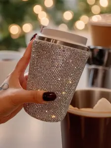 Luxury Diamond-Encrusted 304 Stainless Steel Insulated Cup, Vacuum Insulated Flask, Large Capacity, Portable Car Mug, High Aesthetic Value, Starlight Companion