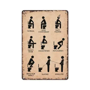 8x12 Inch Aluminum Metal Sign - Funny Toilet Posture Chart Normal Non-Conformist Party Pooper - Vintage Humorous Bathroom Wall Decor for Home, Guest Restroom, Apartment, Bar, Cafe, Office Breakroom - Perfect Gag Gift for Adults and Housewarming Parties