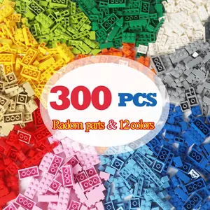 flash card300 PCS Building Bricks Compatible with Lego Classic - 300 Pieces Basic Bulk Building Blocks in Random Color - Mixed Shape (300PCS)