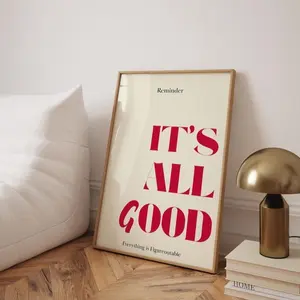 Motivational Quote Print – It’s All Good Poster, Retro Style Wall Art Decor