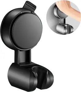 Shower Head Holder - Strong Suction Cup No Drilling Showerhead Bracket Waterproof Handheld Shower Holder, Adjustable Wand Holder for RV, Kids, Bathroom (Black)