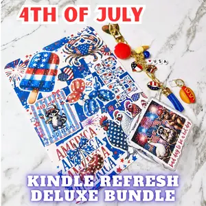 4th of July DELUXE Kindle Refresh Kit | Includes Insert, Magnetic Grip, Dust Plug Charm, and Chain Charm