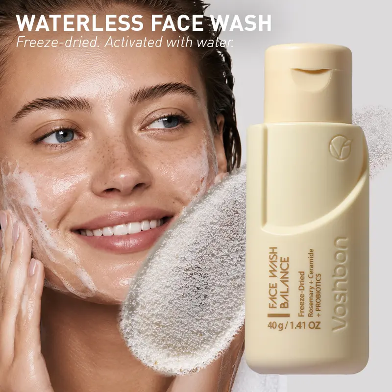 Voshbon Balance Freeze-Dried Facial Cleanser, Probiotic TSA-Approved Travel Essential for Sensitive Skin, Glowing Complexion Cleansing Soap