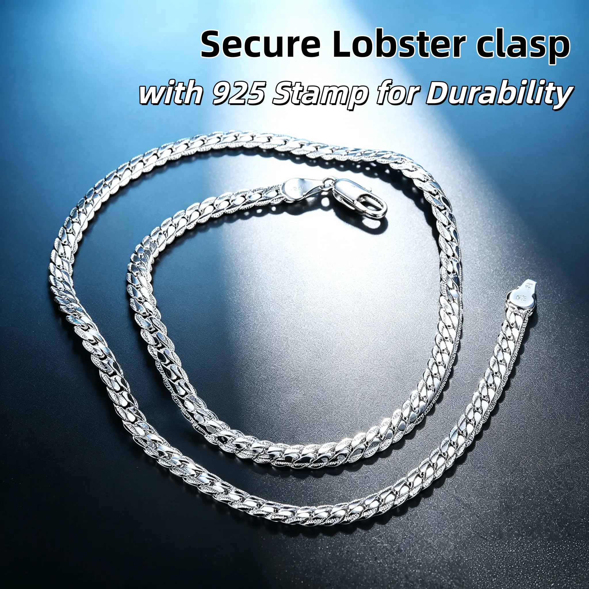 925 silver plated   Link Curb Chain Necklace for Jewelry for Everyday Wear Chain Necklaces for Men Women Necklace Jewelry