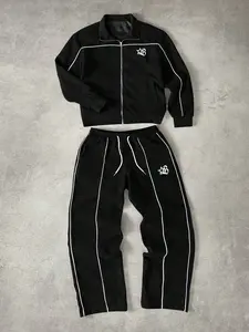 STYNVO Manfinity Streetrush Men's Pentagram Print Long Sleeve Jacket And Pants Casual Suit Set, Fall Clothes