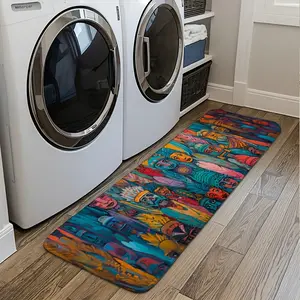 Colorful Ethnic Patterned Runner Rugs Made of Flannel, Featuring Absorbent, Quick-Drying, And Non-Slip Properties