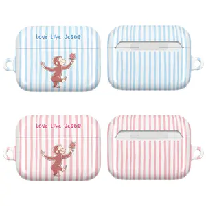 Love Like Jesus Curious George AirPods Case for Christian | Bible Verse Adorable George Monkey Cover for AirPods 1 2 3 4 & AirPods Pro 1/Pro 2/Pro 3 | Cute Faith George Cartoon, Gift for Women & Girls, Childhood, Adorable Gift Y1499